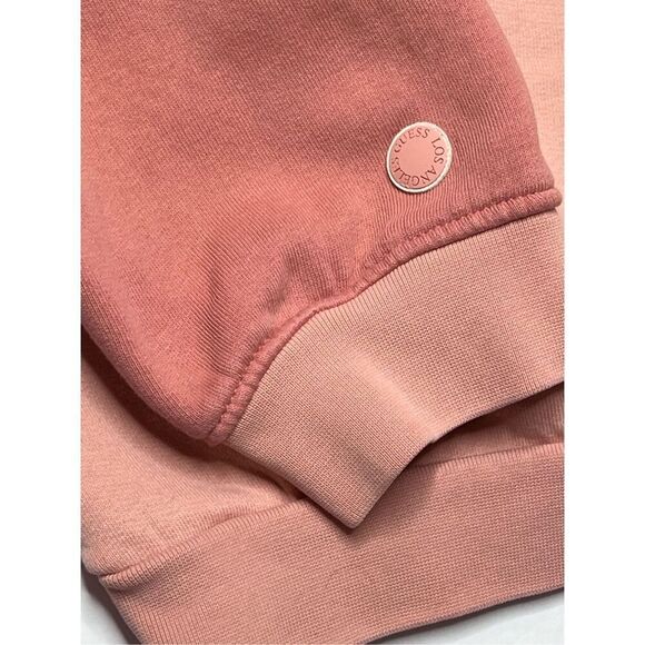 Guess Heavyweight Hooded Sweatshirt Hoodie Unisex Retails $118 Peach Colorblock - Picture 8 of 13